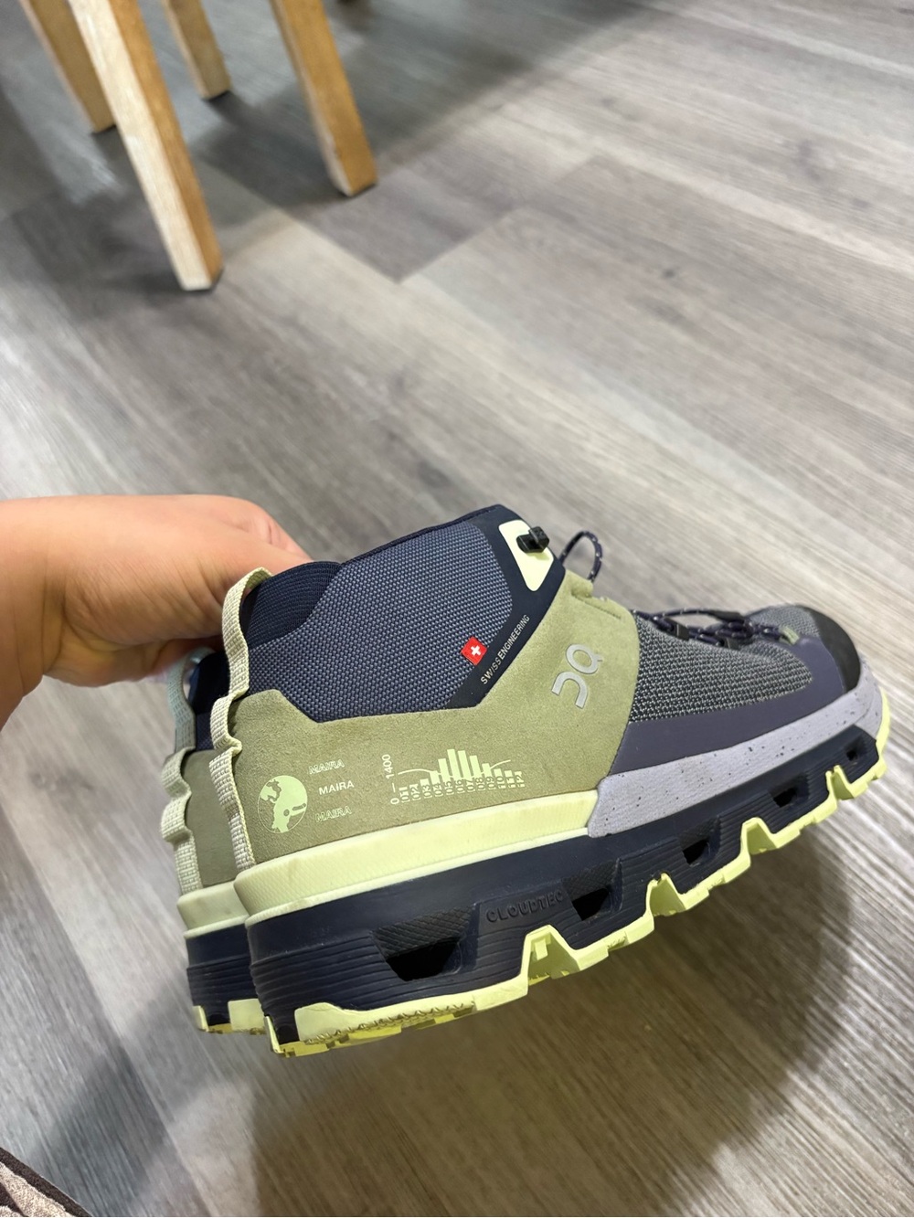On Cloud Hiking Shoes NWOT  Peak Mid-Top Trail Shoe Olive Green / Navy